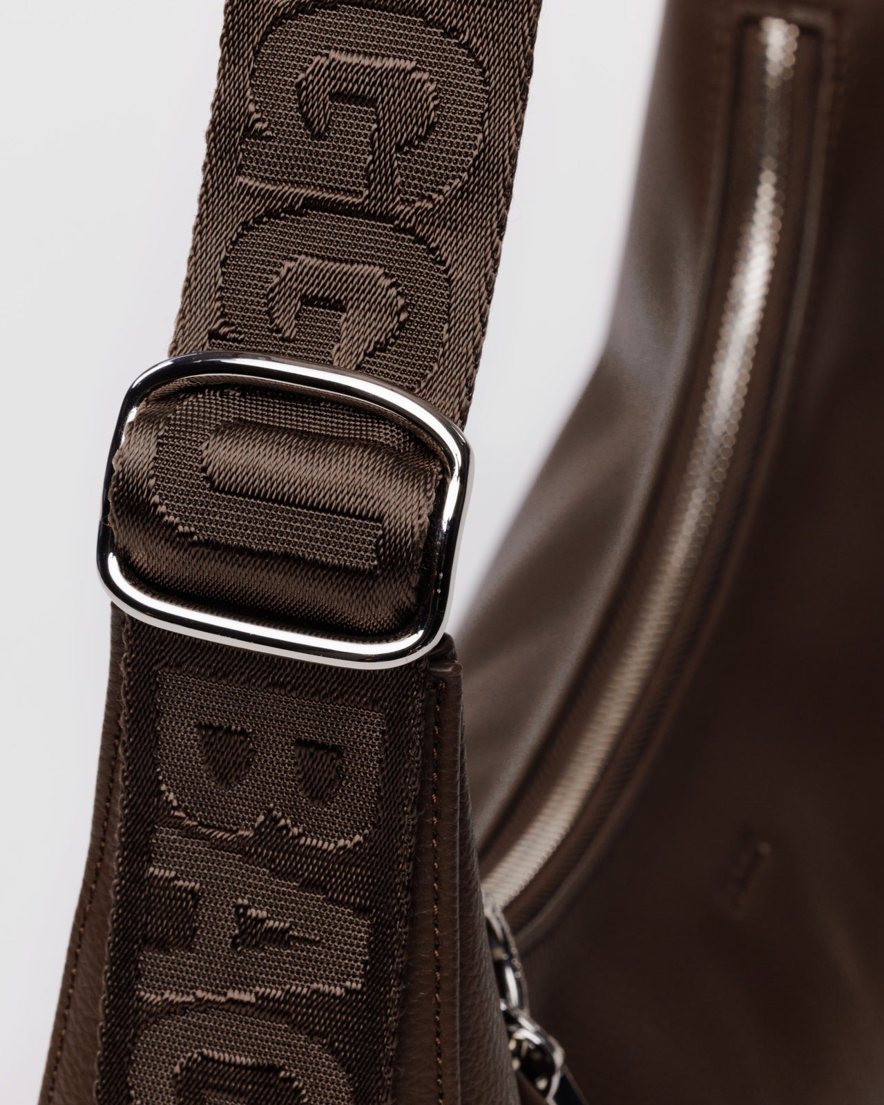 Medium Recycled Leather Crescent Bag - Brown