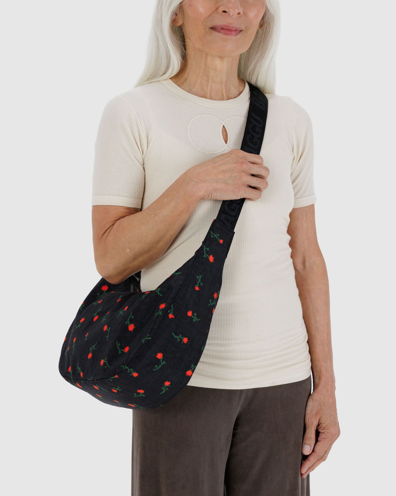 BAGGU.com Crossbody Bags Medium Nylon Crescent Bag - Painted Wildflower