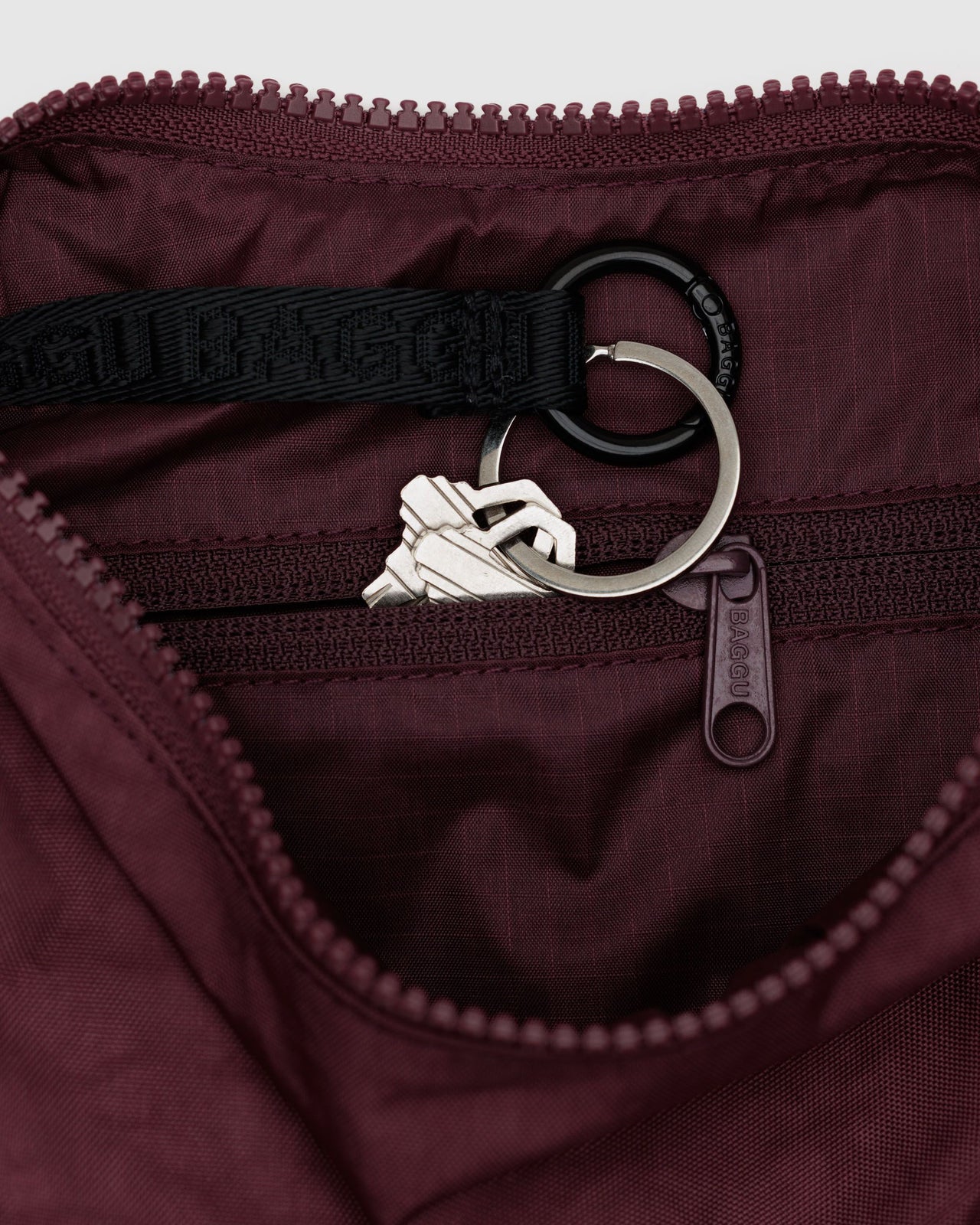 Small Nylon Crescent Bag - Mahogany