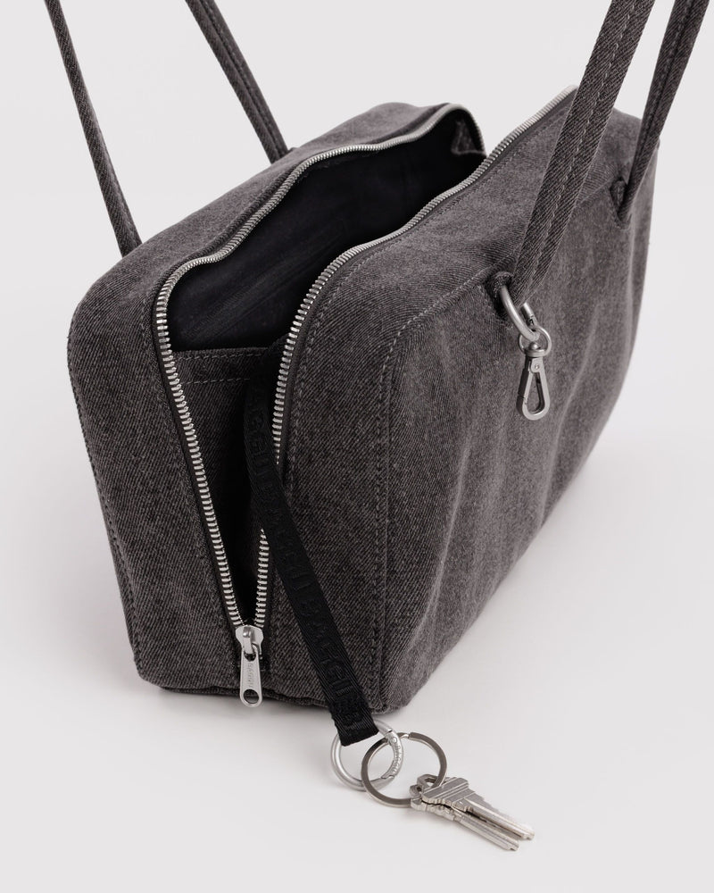 BAGGU  Denim Bowler Bag - Washed Black Denim