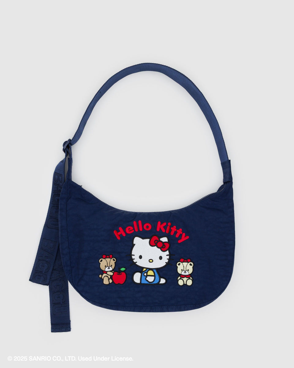 BAGGU PRODUCTS Medium Nylon Crescent Bag - Embroidered Hello Kitty & Teddy