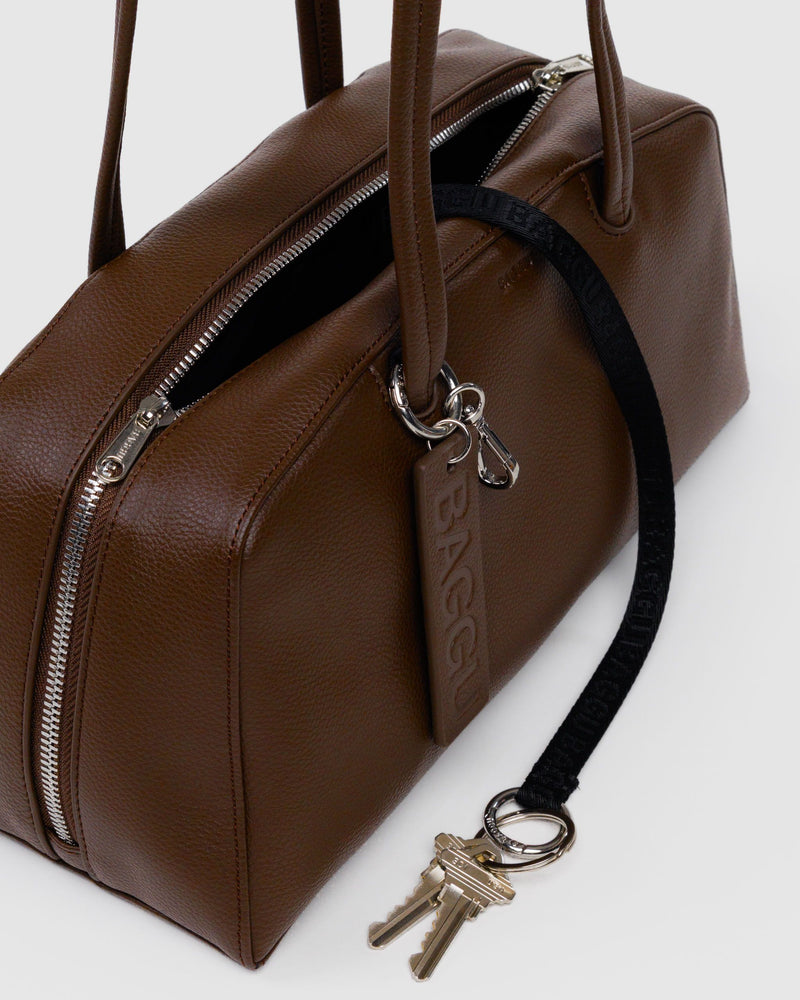 BAGGU.com New Arrivals Recycled Leather Bowler Bag - Brown