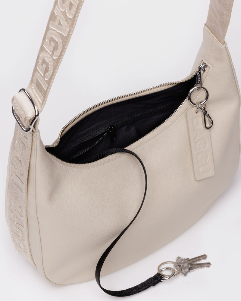 BAGGU  Medium Recycled Leather Crescent Bag - Stone