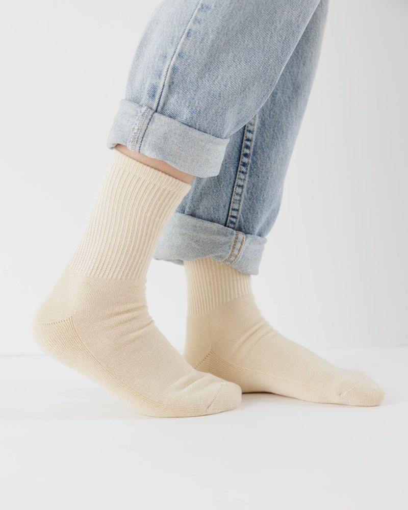 BAGGU  Ribbed Sock - Ecru