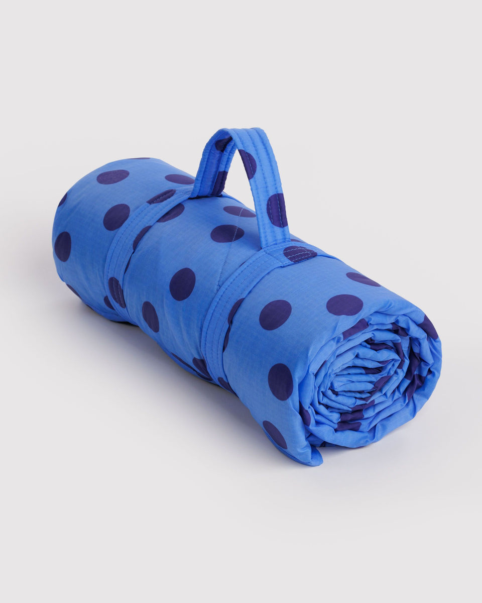 BAGGU Home & Outdoor Puffy Picnic Blanket - Blue Polka Dot