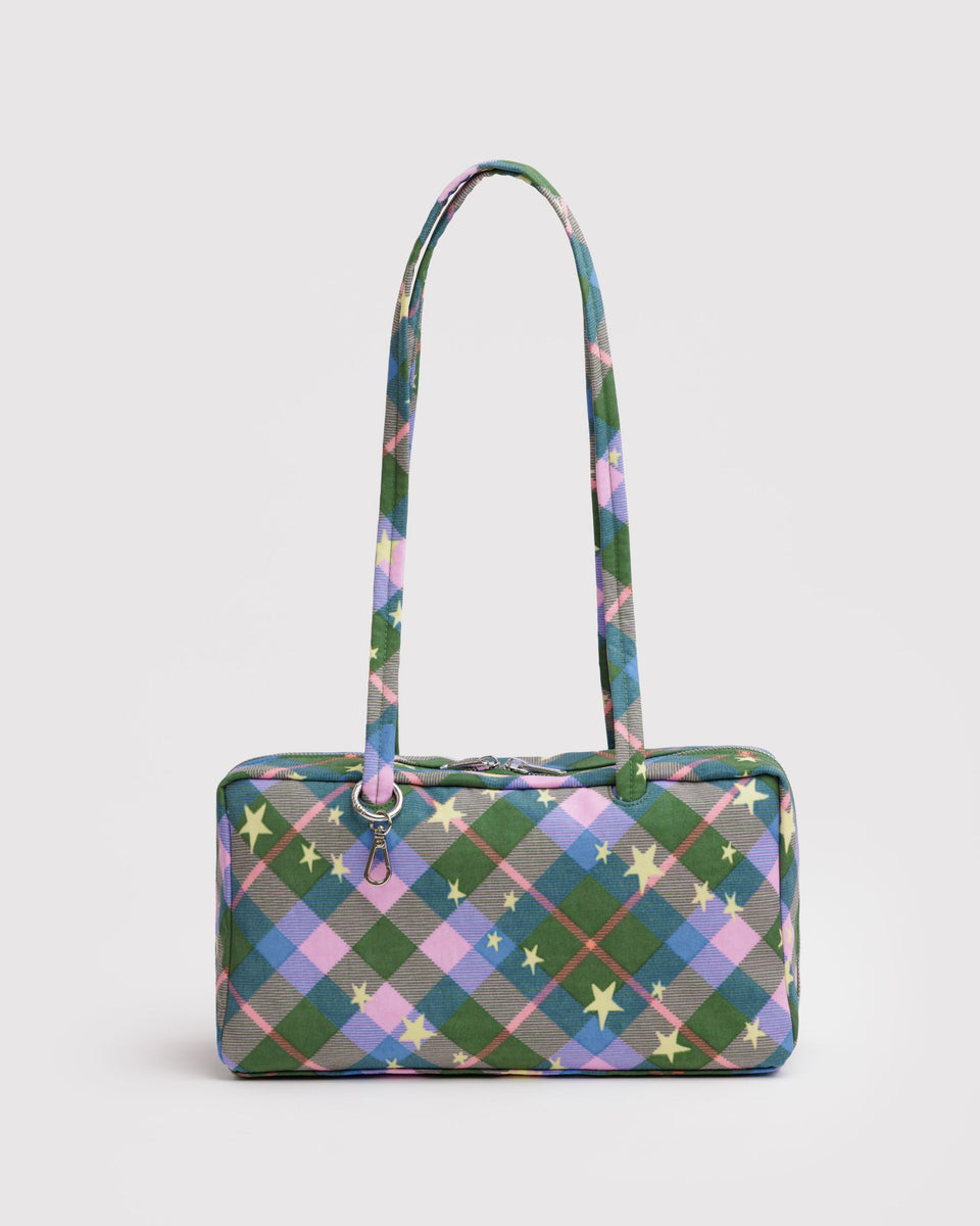 BAGGU New Arrivals Nylon Bowler Bag - Green Star Plaid