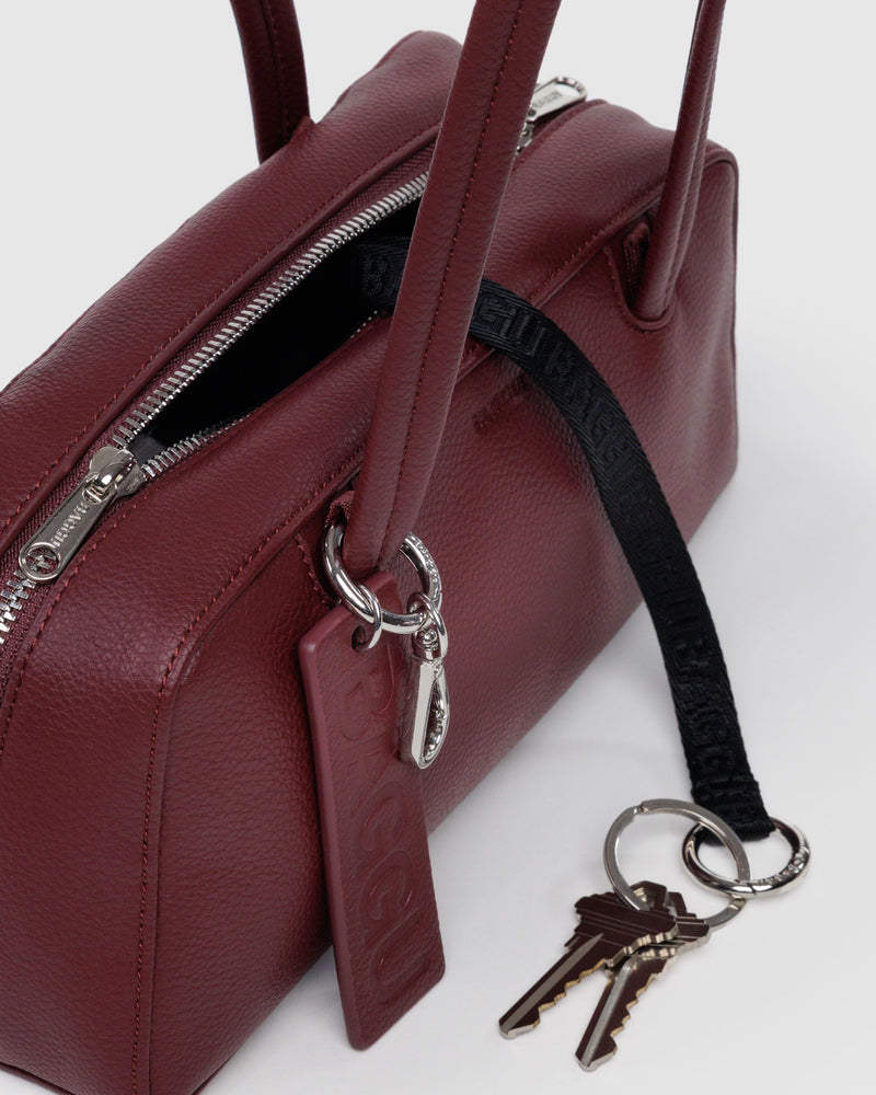 BAGGU Recycled Leather 2025 - Shipping Small Recycled Leather Bowler Bag - Mahogany