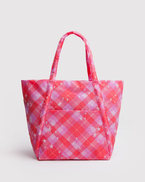 BAGGU.com Travel Cloud Bag - Pink Star Plaid