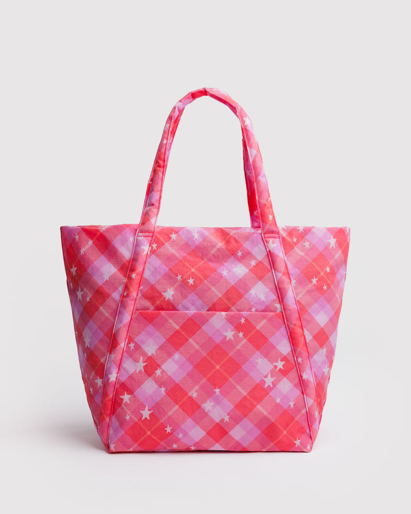 BAGGU  Cloud Bag - Pink Star Plaid