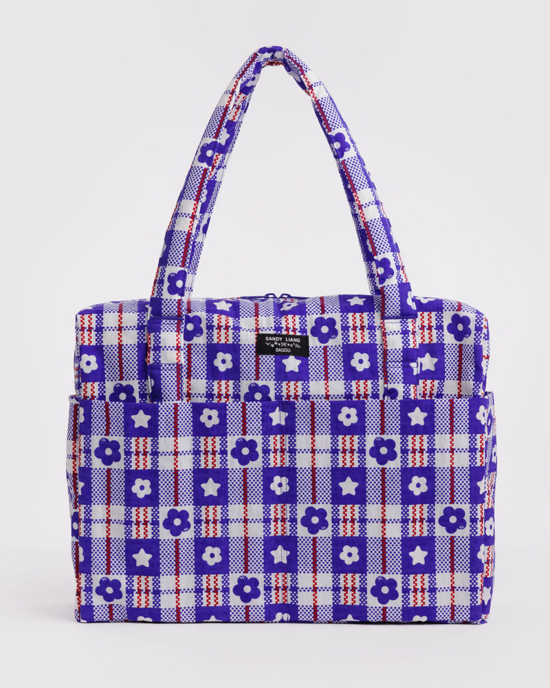 BAGGU  Cloud Carry-on - Market Plaid Blue