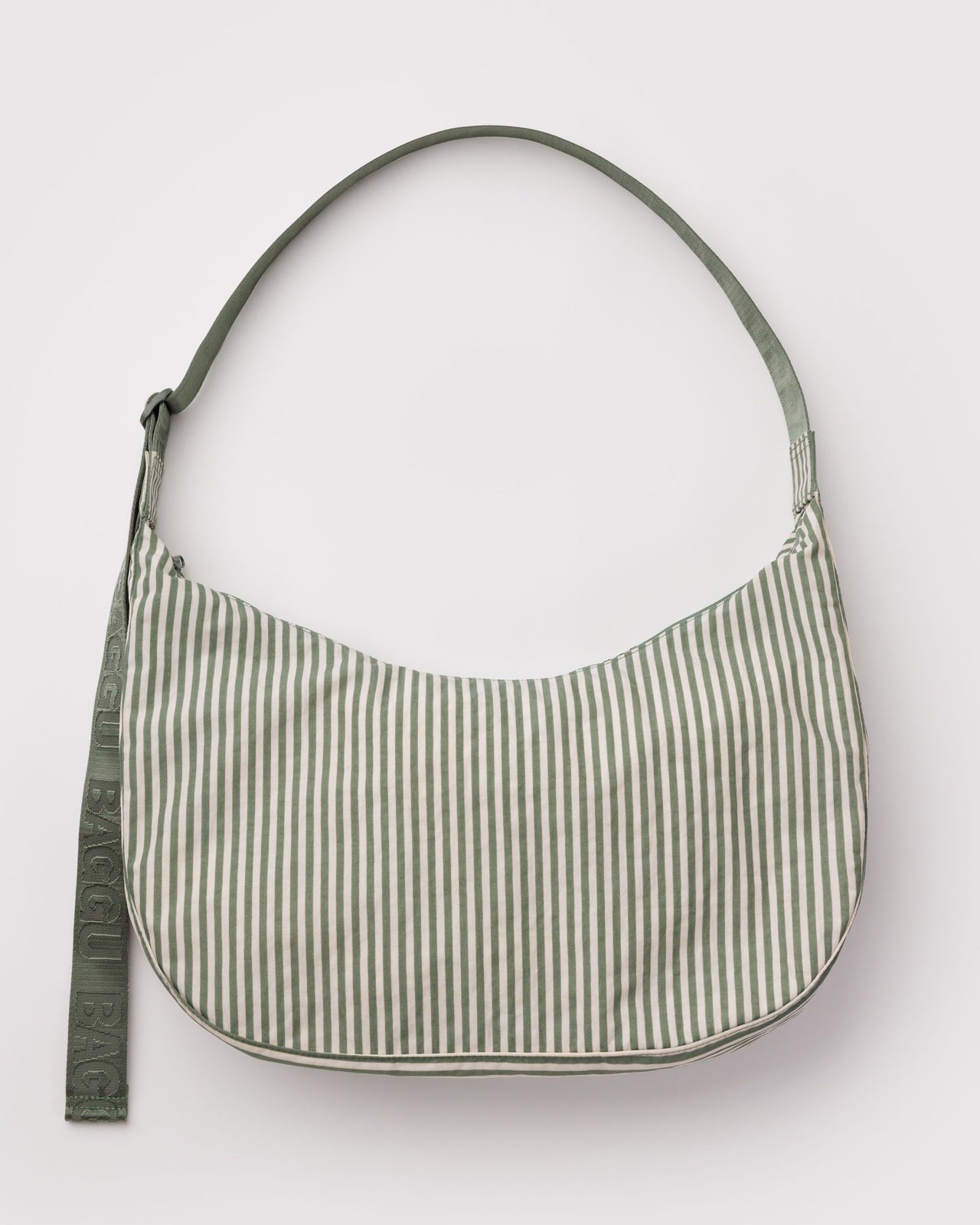 Large Nylon Crescent Bag - Sage Stripe