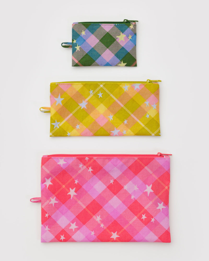 BAGGU.com  Flat Pouch Set - Star Plaid
