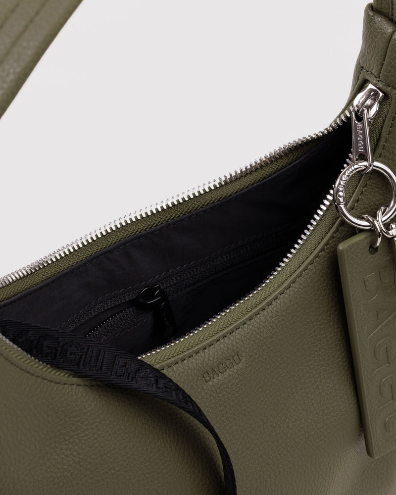 BAGGU  Mini Recycled Leather Shoulder Bag - Loden