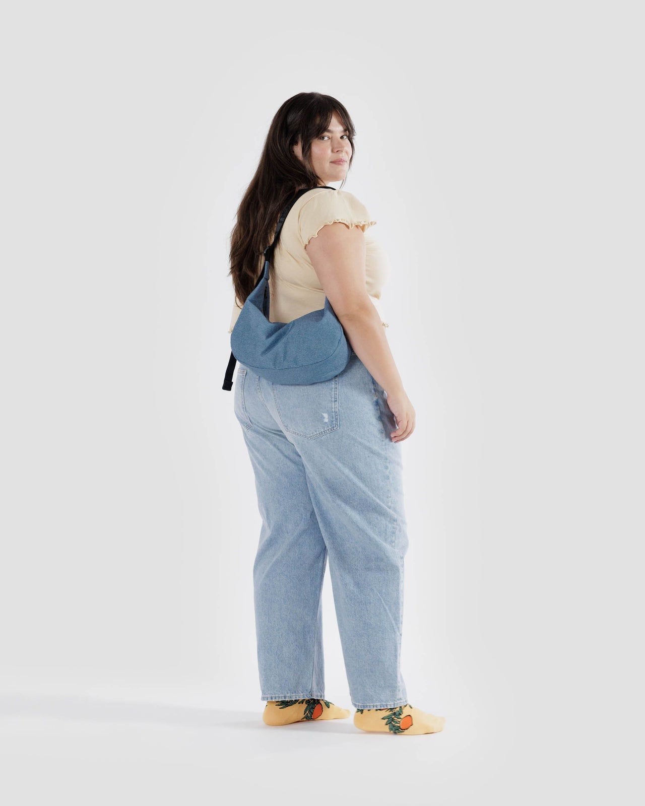 Medium Nylon Crescent Bag - Digital Denim