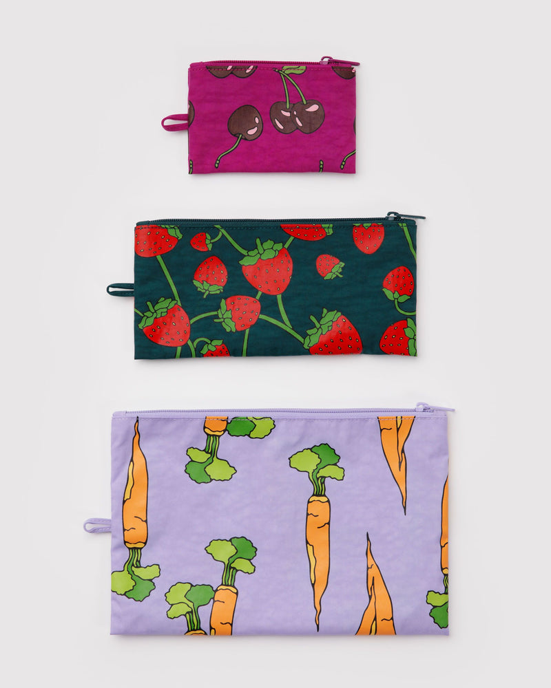 BAGGU  Flat Pouch Set - Carrots & Berries