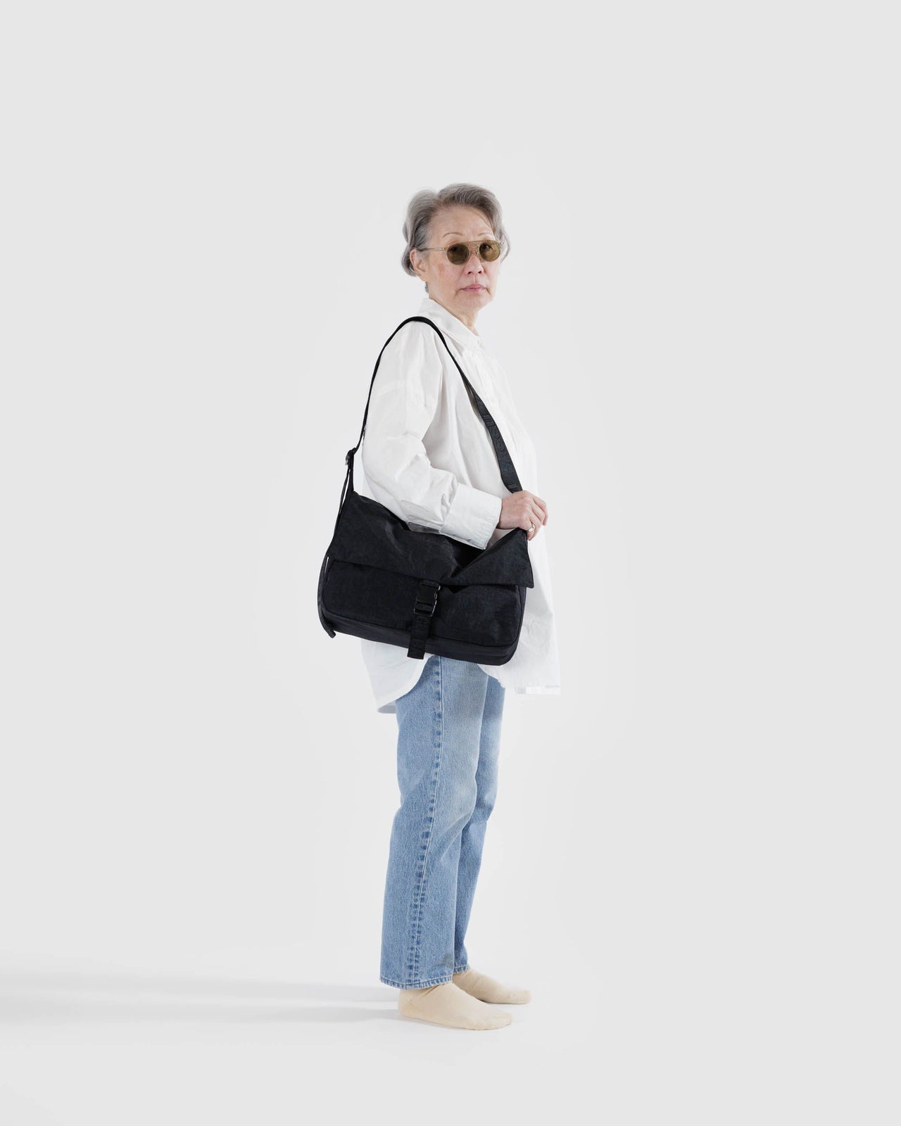 Nylon Messenger Bag - Black