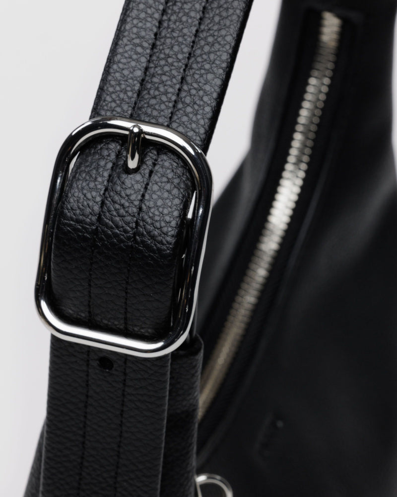 BAGGU  Mini Recycled Leather Shoulder Bag - Black