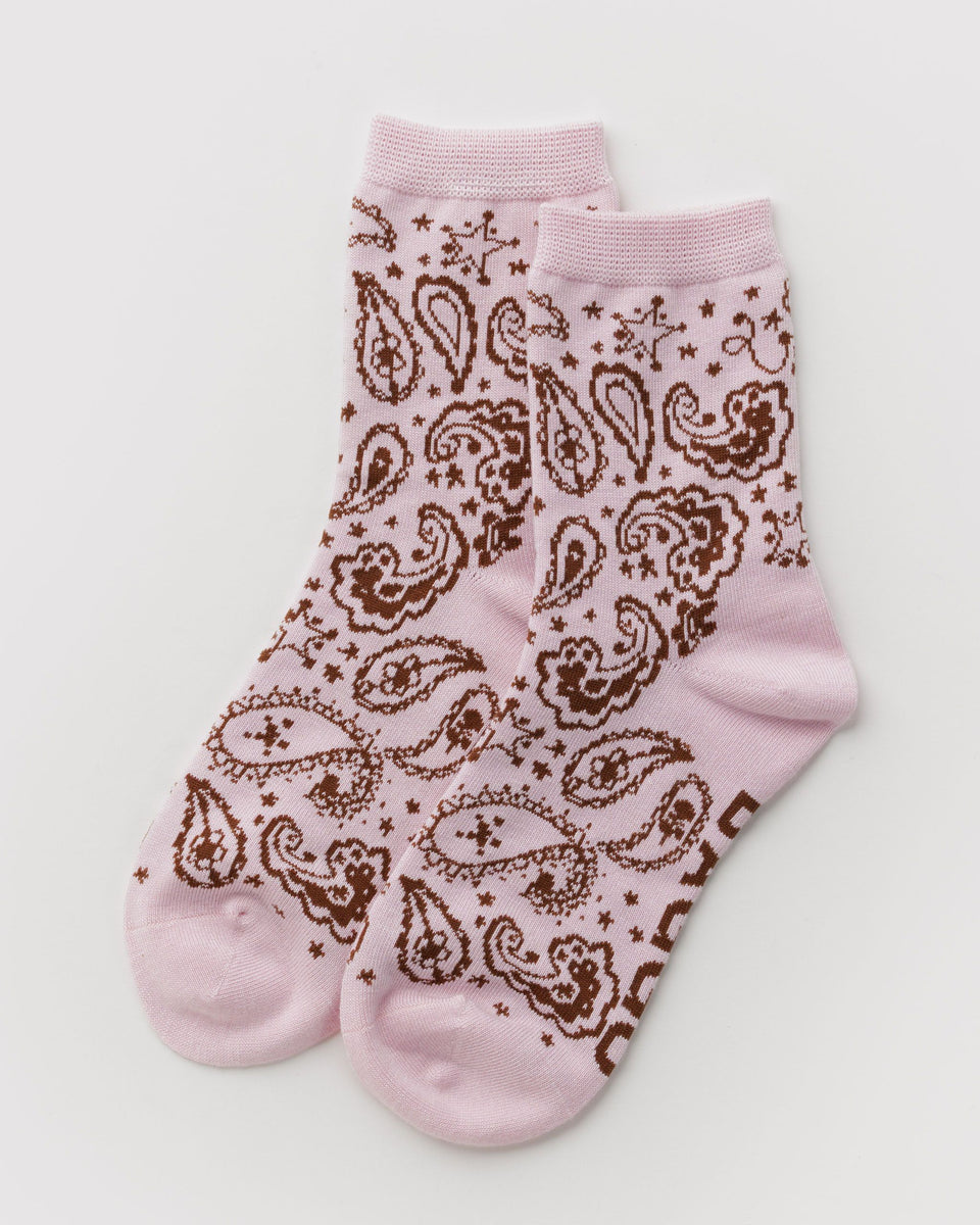 BAGGU Hansel From Basel Crew Sock - Paisley Pink