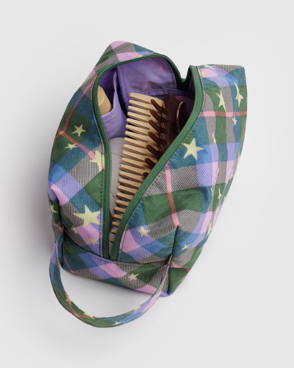 BAGGU New Arrivals Dopp Kit - Green Star Plaid