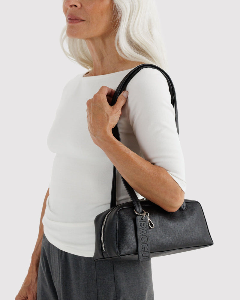 BAGGU  Small Recycled Leather Bowler Bag - Black