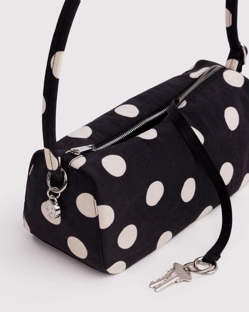 BAGGU  Nylon Loaf Bag - Black and Cream Polka Dot