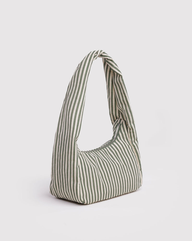 BAGGU  Small Nylon Meringue Bag - Sage Stripe