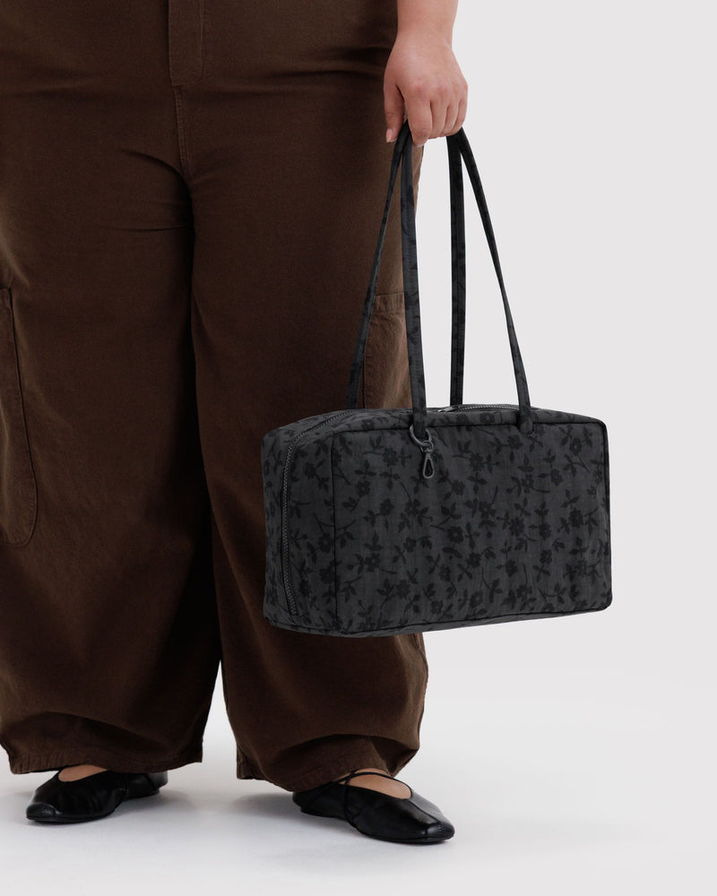 BAGGU  Medium Nylon Bowler Bag - Charcoal Ditsy Floral