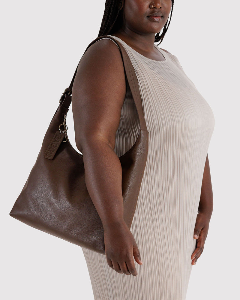 BAGGU  Recycled Leather Shoulder Bag - Brown