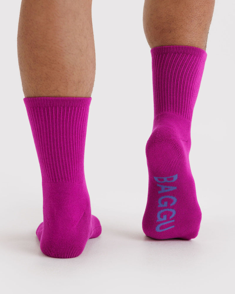 BAGGU  Ribbed Sock - Deep Fuchsia