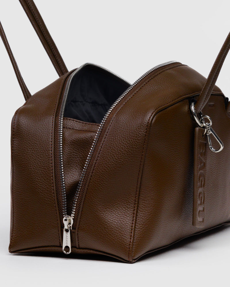 BAGGU.com New Arrivals Recycled Leather Bowler Bag - Brown