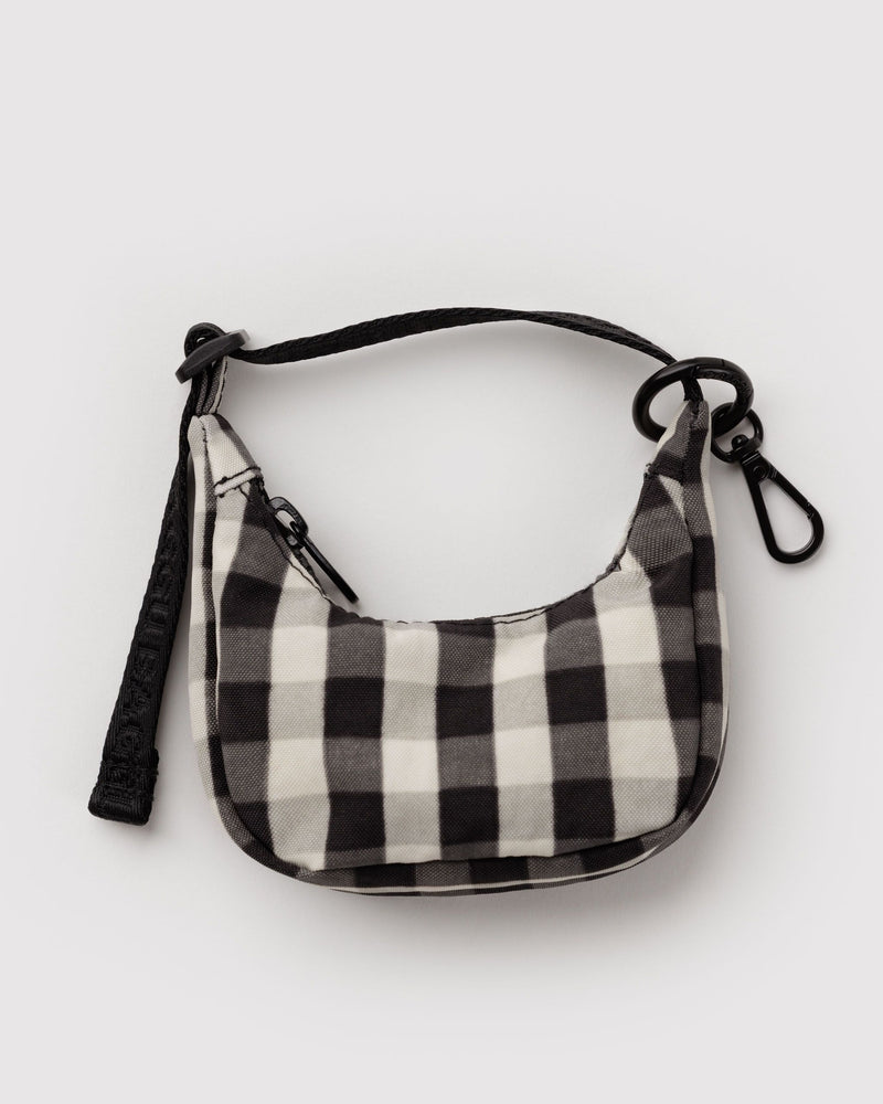 BAGGU BFCM 2024 Crescent Bag Charm - Black and Cream Gingham