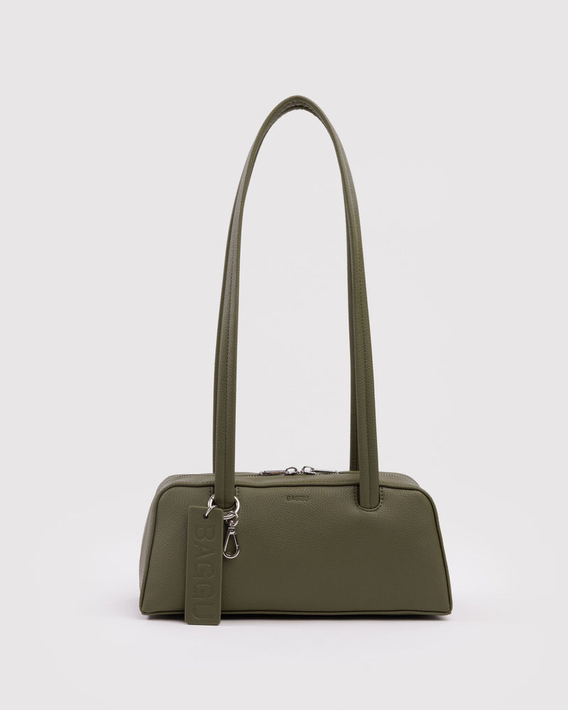 BAGGU  Small Recycled Leather Bowler Bag - Loden