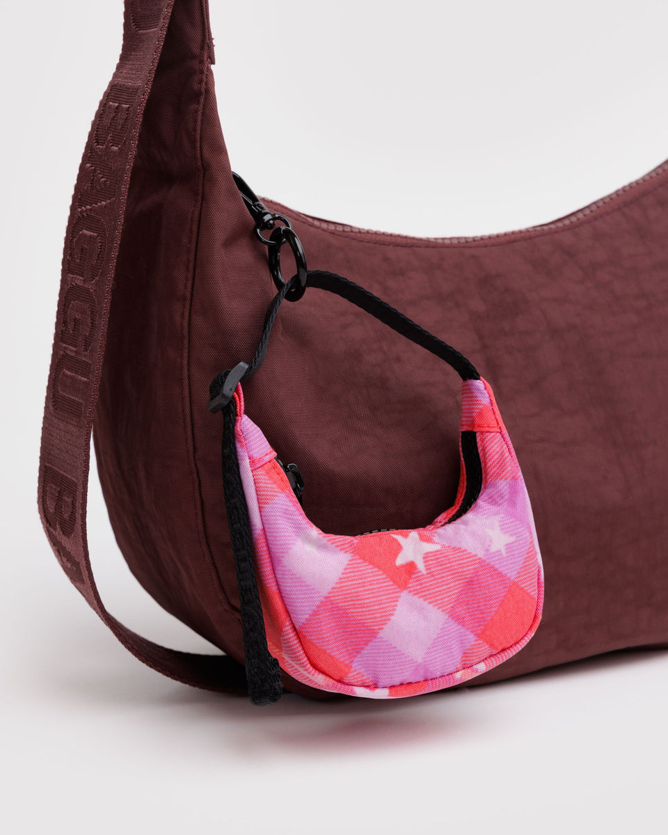 BAGGU.com Cases & Sleeves Crescent Bag Charm - Pink Star Plaid