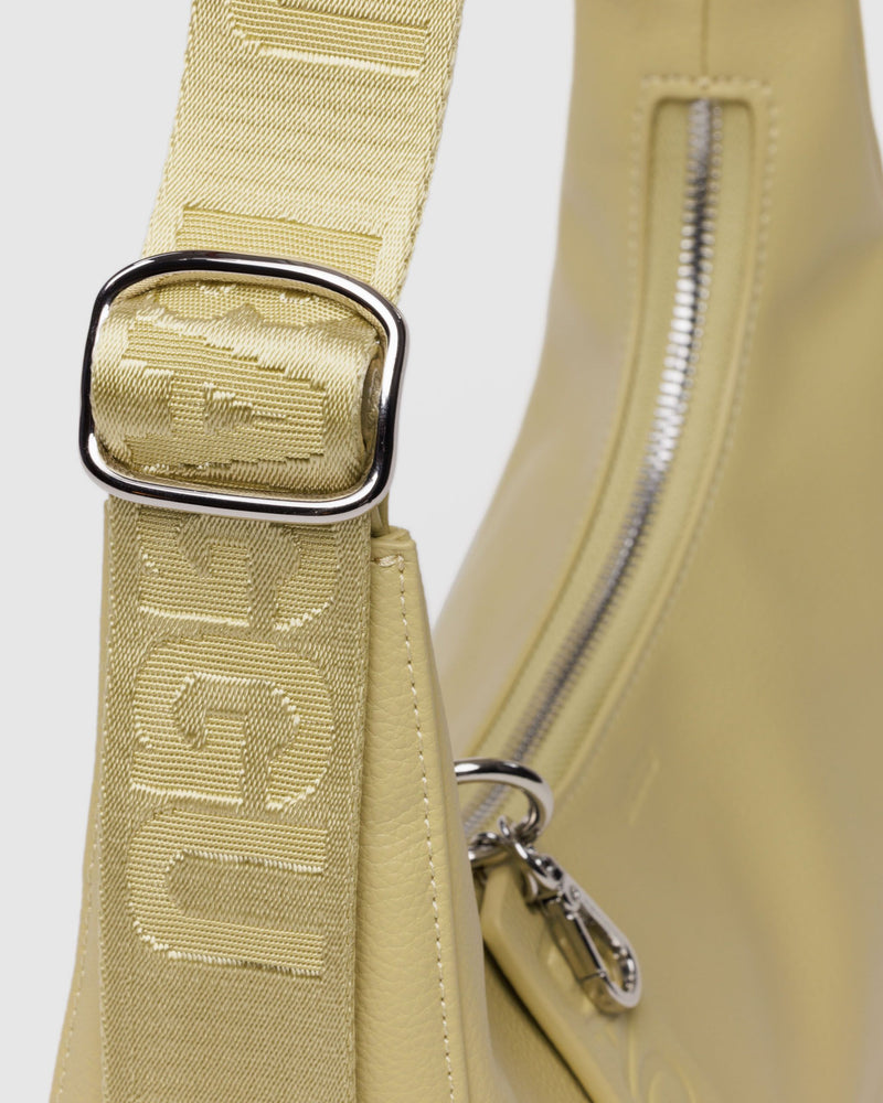 BAGGU  Small Recycled Leather Crescent Bag - Straw