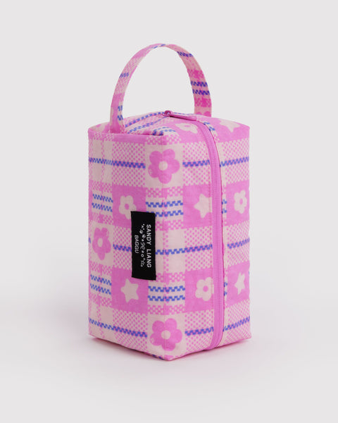 BAGGU Travel Dopp Kit - Market Plaid Pink