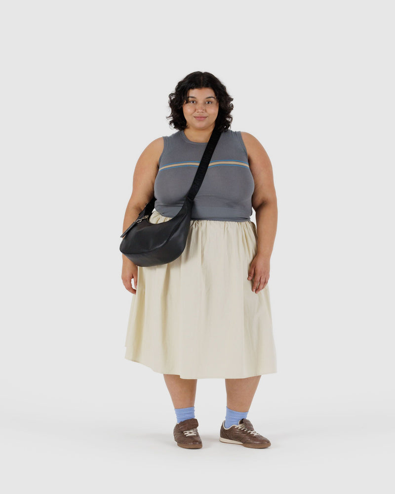 BAGGU  Medium Recycled Leather Crescent Bag - Black