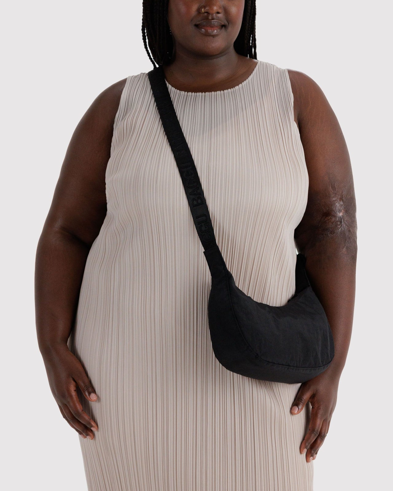 Small Nylon Crescent Bag - Black