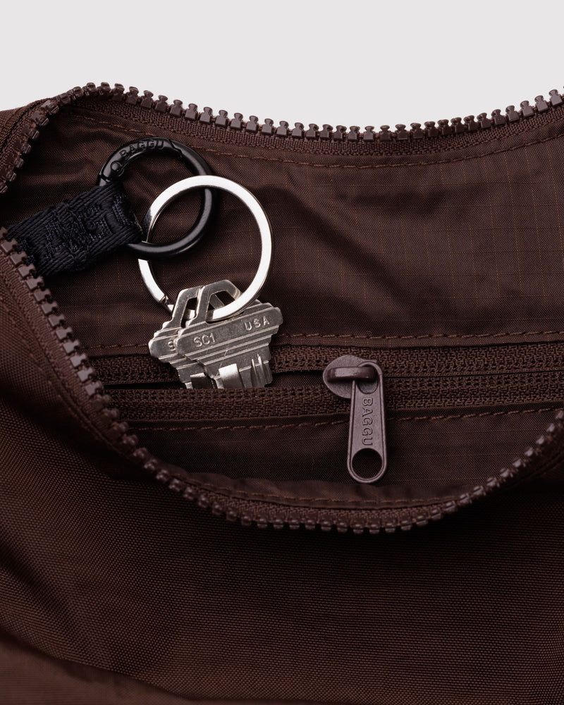 BAGGU  Small Nylon Crescent Bag - Coffee