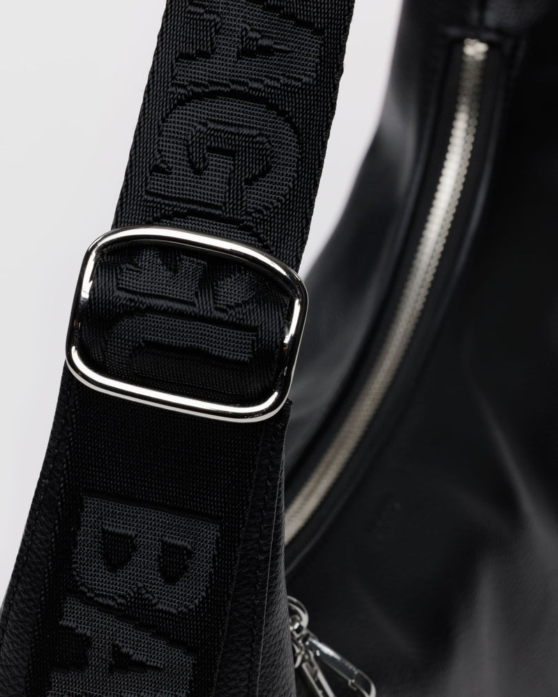 BAGGU  Medium Recycled Leather Crescent Bag - Black