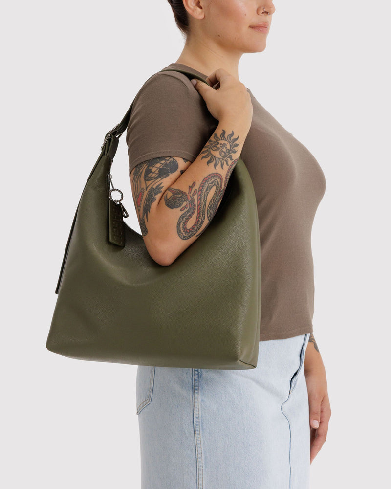 BAGGU  Recycled Leather Shoulder Bag - Loden