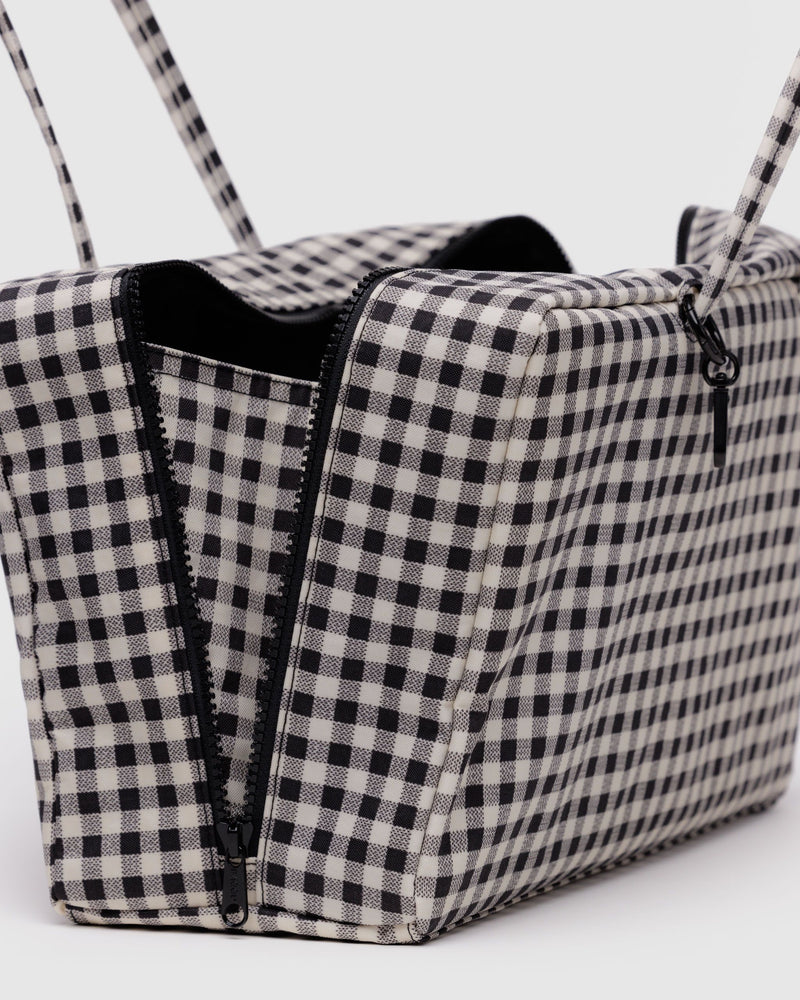 BAGGU  Medium Nylon Bowler Bag - Black & White Gingham