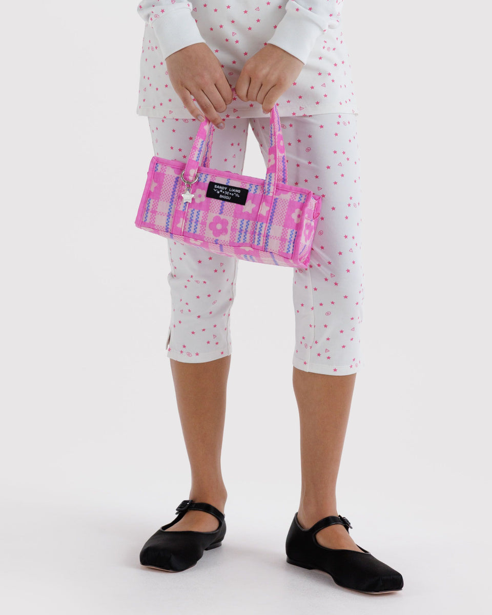 BAGGU Products Mini Nylon Market Bag - Market Plaid Pink