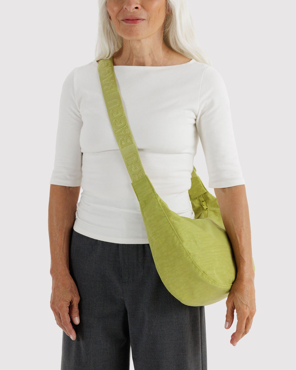 BAGGU Medium Nylon Crescent Bag Medium Nylon Crescent Bag - Chartreuse