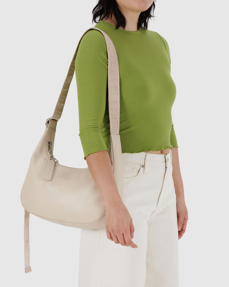BAGGU  Medium Recycled Leather Crescent Bag - Stone