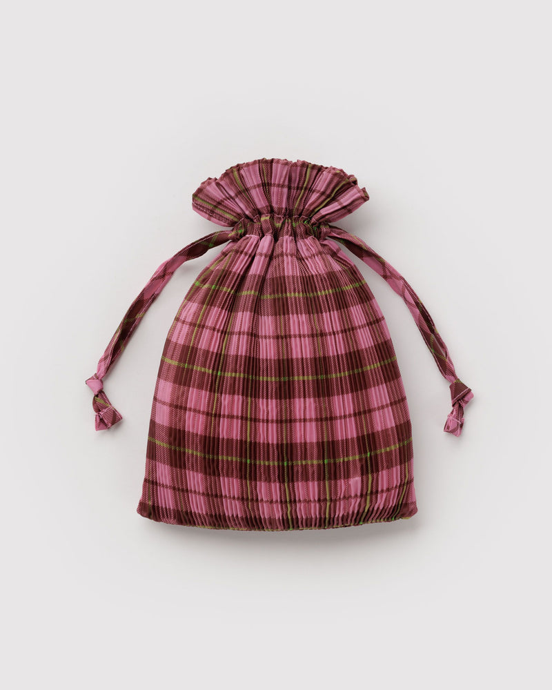 BAGGU  Pleated Baggu - Azalea Pink Tartan