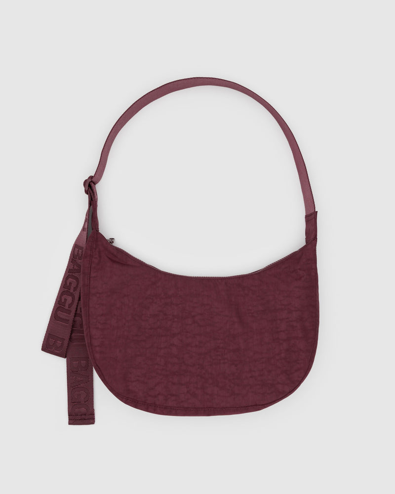 BAGGU  Medium Nylon Crescent Bag - Mahogany