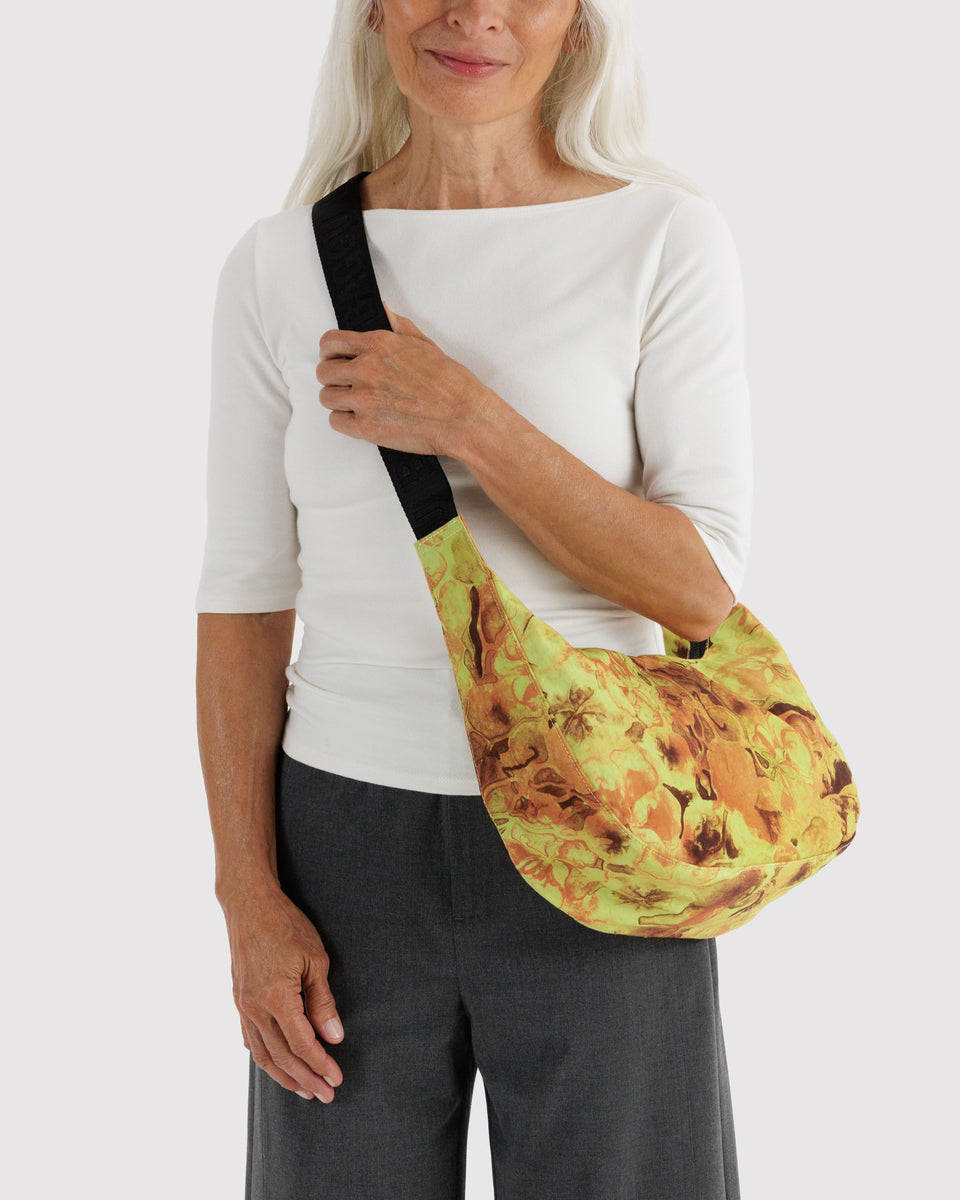 BAGGU New Arrivals Medium Nylon Crescent Bag - Nasturtiums Ruth Asawa