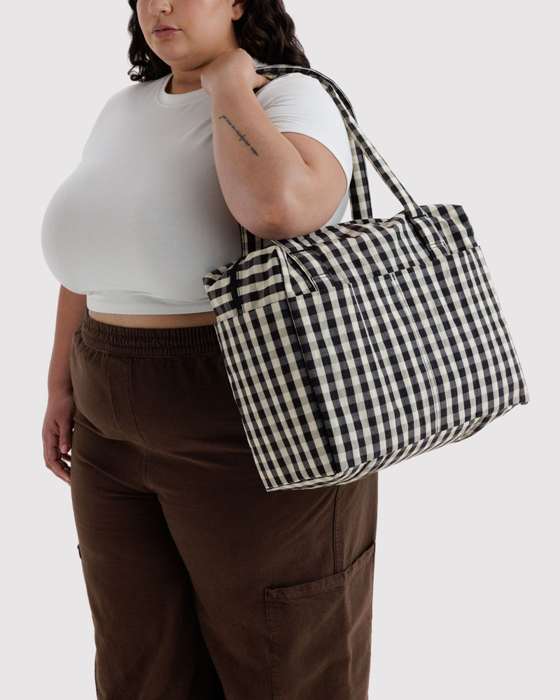 BAGGU  Small Cloud Carry-On - Black and Cream Gingham