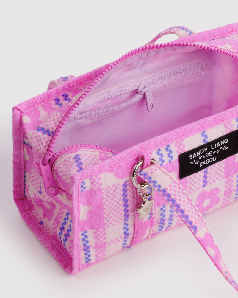 BAGGU  Mini Nylon Market Bag - Market Plaid Pink