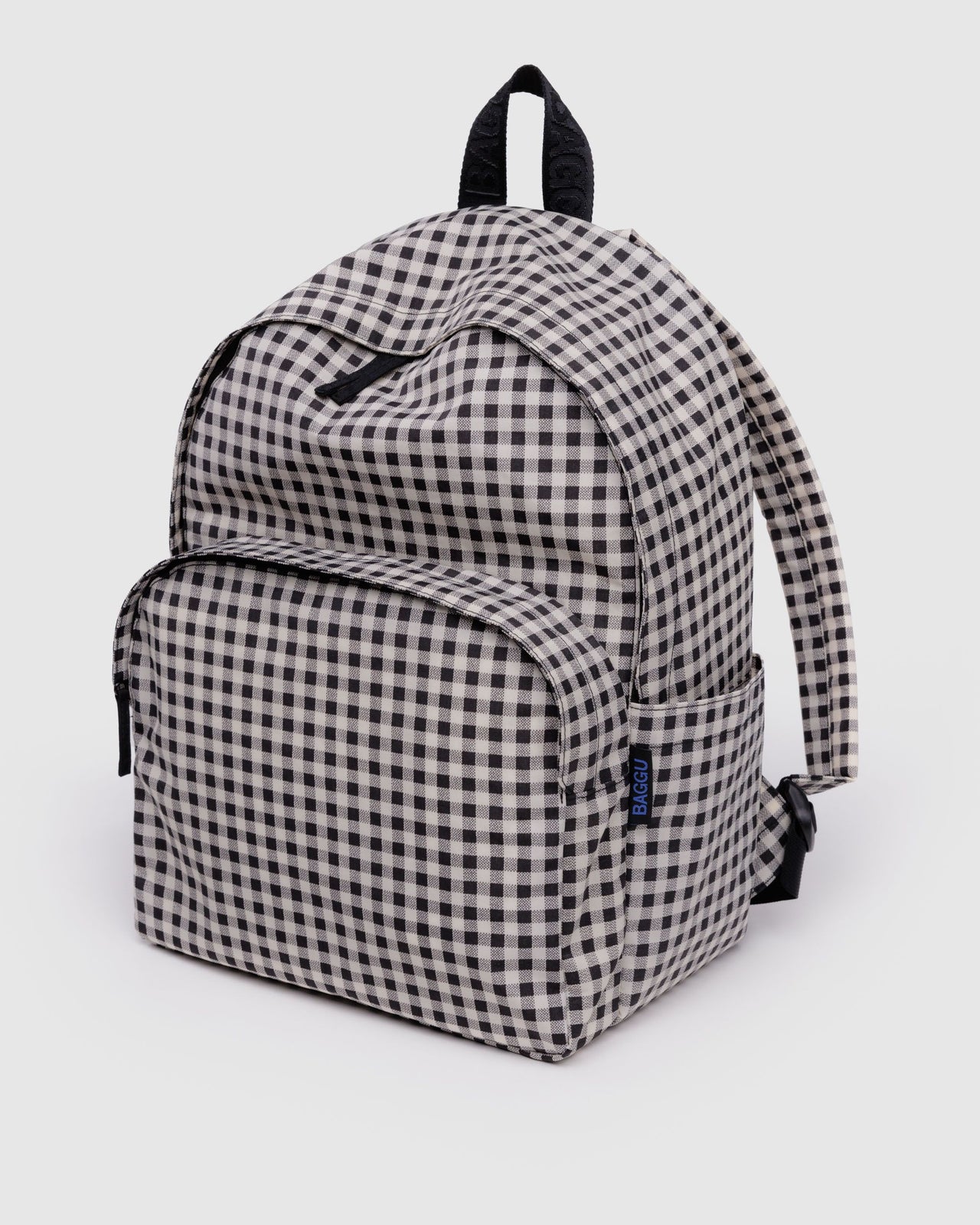 Large Nylon Backpack - Black & White Gingham
